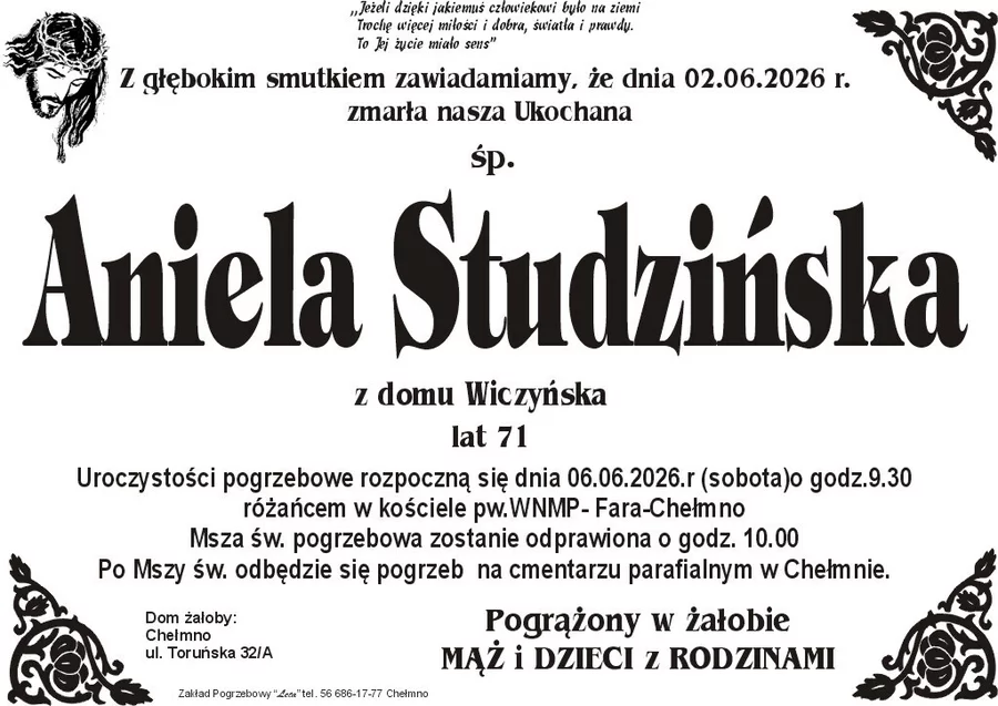 W komentarzach wpisujemy wspomnienia i kondolencje.
