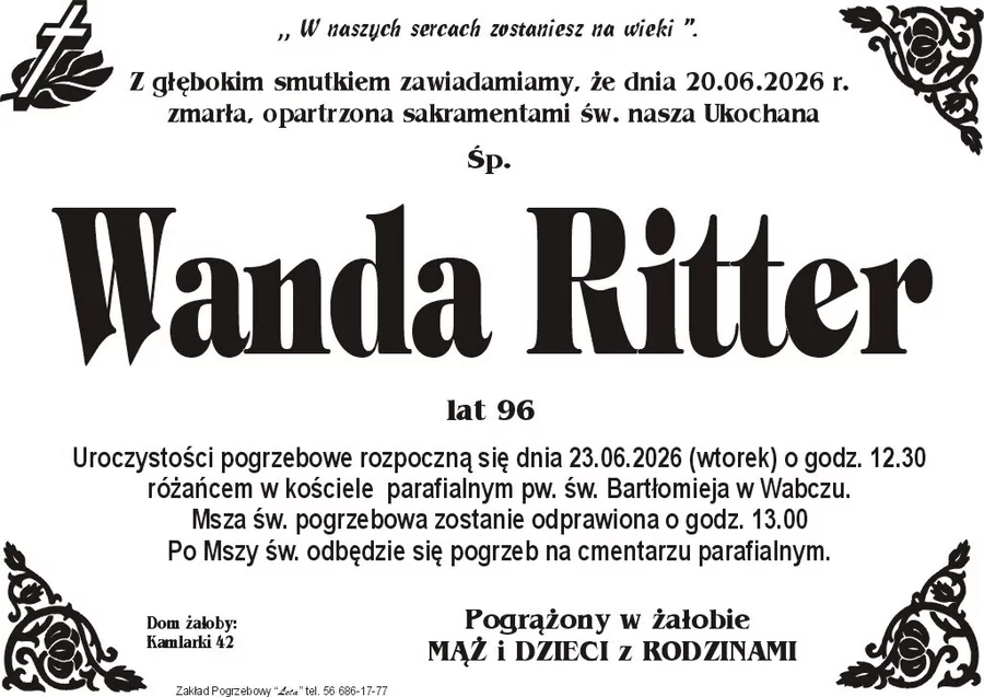 W komentarzach wpisujemy wspomnienia i kondolencje.