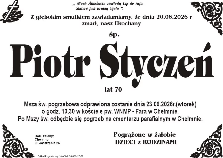 W komentarzach wpisujemy wspomnienia i kondolencje.
