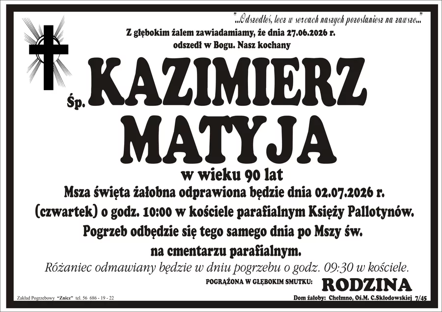 W komentarzach wpisujemy wspomnienia i kondolencje.