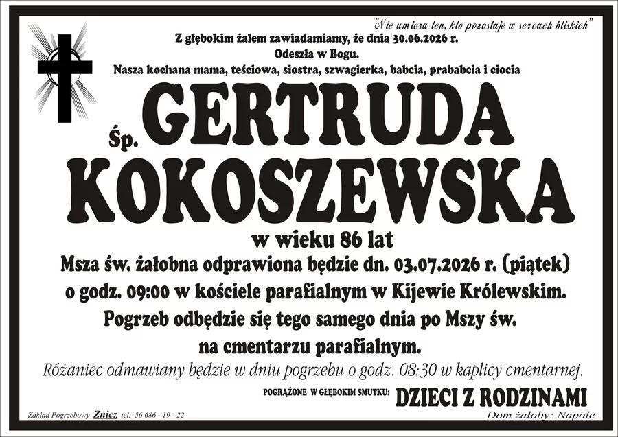 W komentarzach wpisujemy wspomnienia i kondolencje.