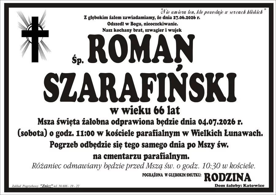 W komentarzach wpisujemy wspomnienia i kondolencje.