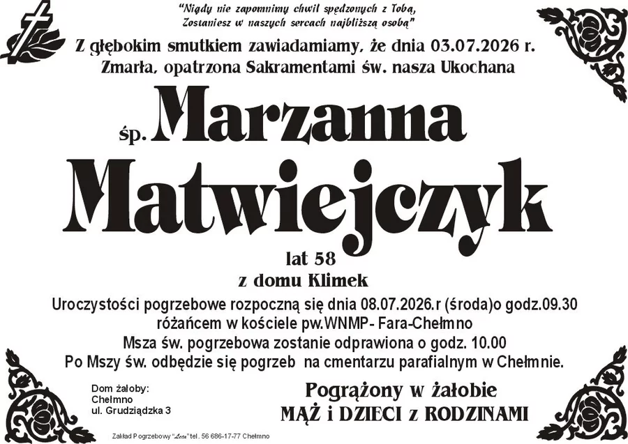 W komentarzach wpisujemy wspomnienia i kondolencje.