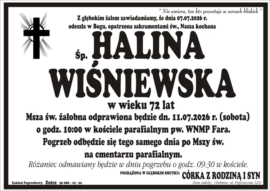 W komentarzach wpisujemy wspomnienia i kondolencje.