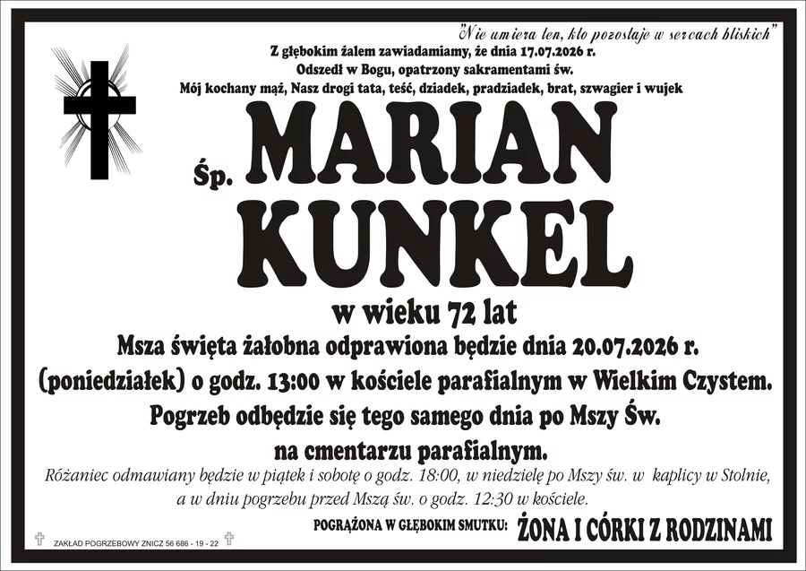 W komentarzach wpisujemy wspomnienia i kondolencje.