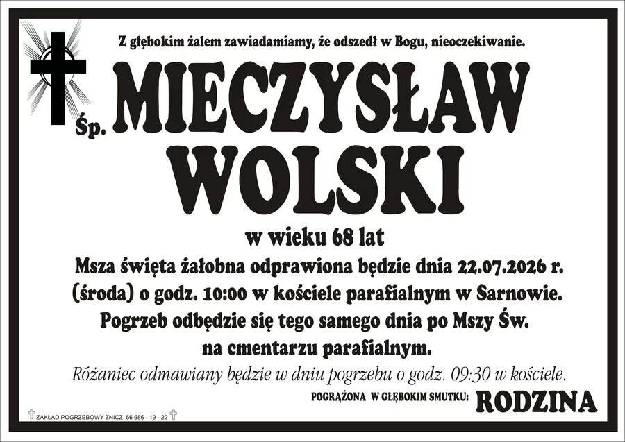 W komentarzach wpisujemy wspomnienia i kondolencje.