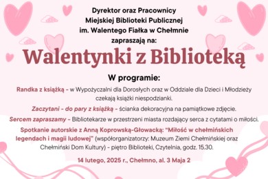 Walentynki z biblioteką w Chełmnie [PROGRAM]
